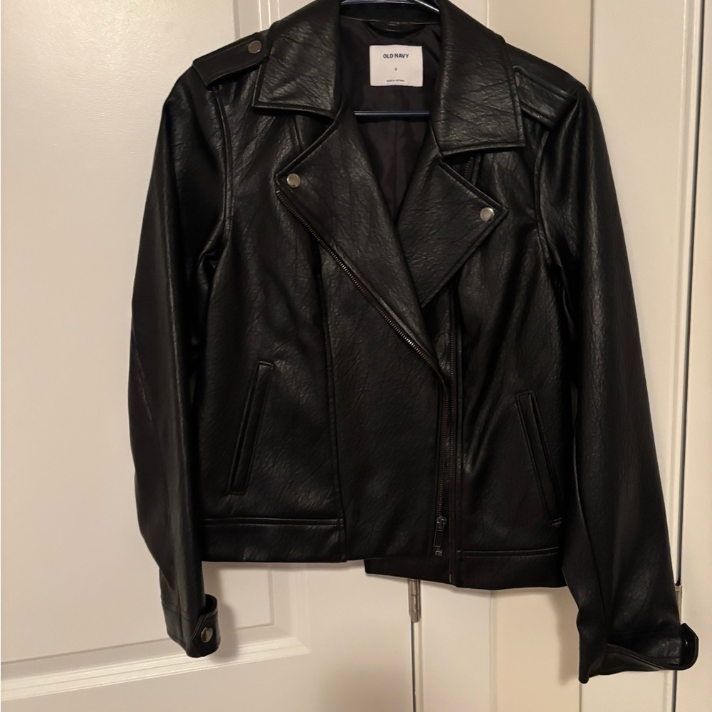 NWOT Old Navy Classic Black Vegan Leather Jacket